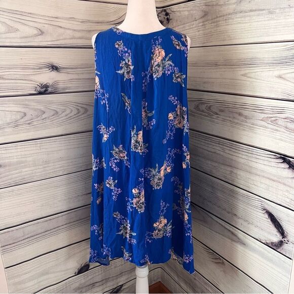 Free People Snap Out Of It Blue Floral Cutout Flowy Mini Dress - Picture 8 of 13